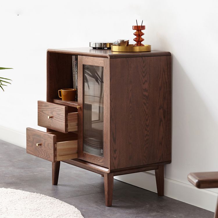 Soggiorno al soggiorno in vetro Accento standard in legno massiccio con ripiani