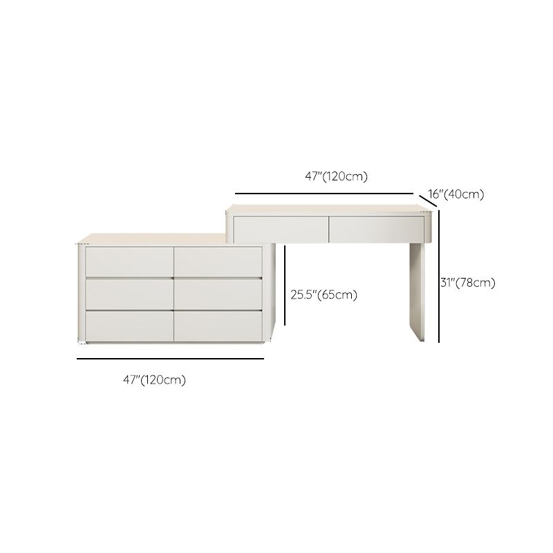 Contemporary Cream Wooden Make up Dressing and Stool with Drawers
