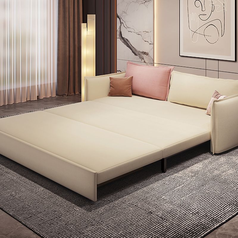 White and Pink Convertible Settee Loveseat Square Arm Standard Bed Settee Clearhalo 'furn' 'furn_sofas' 'Furniture' 'furniture_sofas' 'kitchen' 'kitchen_sofas' 'Living Room Furniture' 'Sofa' 'sofas' 1200x1200_f242a4f1-0766-4194-a912-8098fda128a2