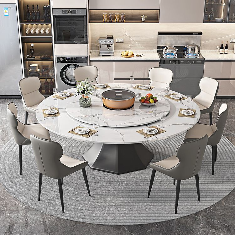 Contemporary 1/4/5/7/9/13 Pieces Furniture Round Stone Dining Set in White Clearhalo 'Dining Room Sets' 'Dining Tables & Seating' 'dining_room_set' 'furn' 'furn_dining_room_set' 'Furniture' 'Kitchen & Dining Furniture' 1200x1200_f2438236-bfd7-4278-8b99-053e03d358e9