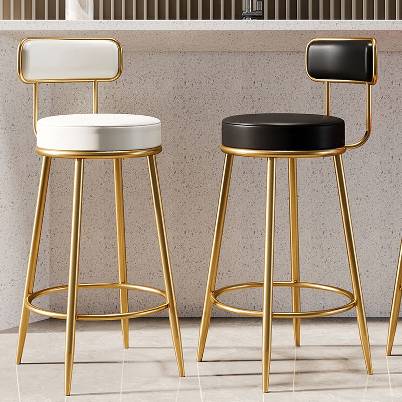 Glam Armless Backrest Counter Stool Iron Counter Stool with Cushion and Pedal Clearhalo 'Bar Furniture' 'Bar Stools' 'bar_stools' 'furn' 'furn_bar_stools' 'Furniture' 'Kitchen & Dining Furniture' 1200x1200_f243ae47-656e-4d45-85fa-231030d79f6f