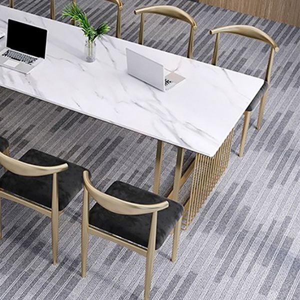 Descripción de escritura de piedra de mesa moderna de oficina moderna de forma rectangular en blanco