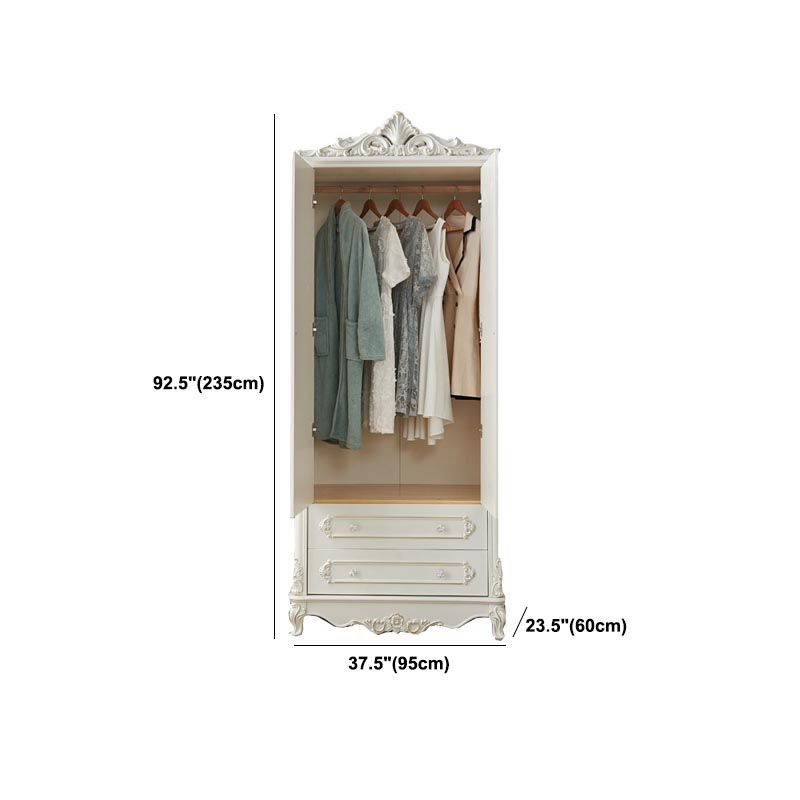 French Country Wardrobe White Colour Solid Wood Wardrobe Closet with Drawers