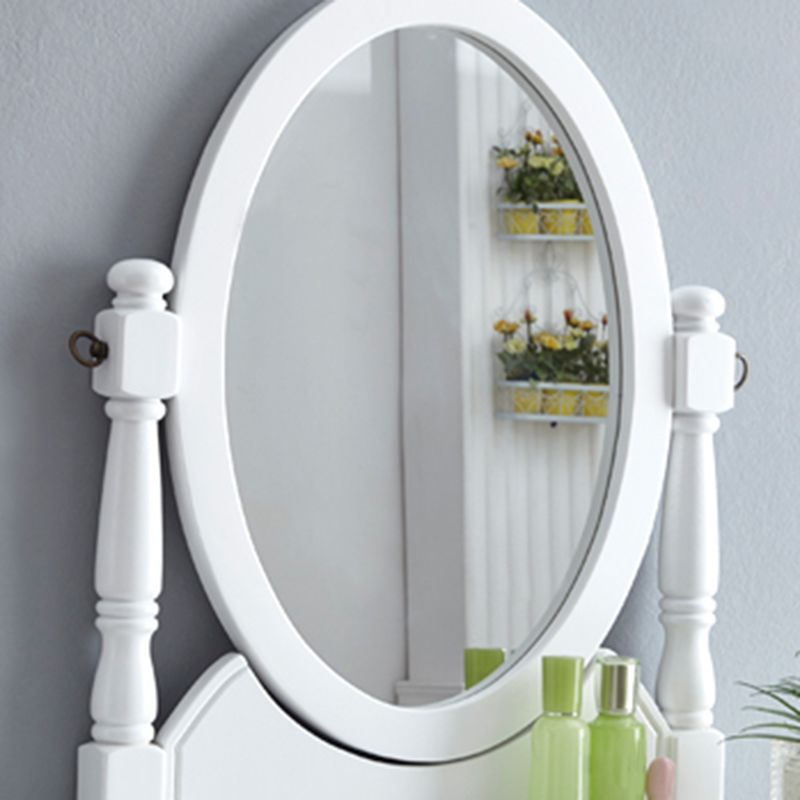 2つの収納引き出しを備えた明るい白い虚栄心ゴムウッドメイクアップバニティ、17.71 "幅