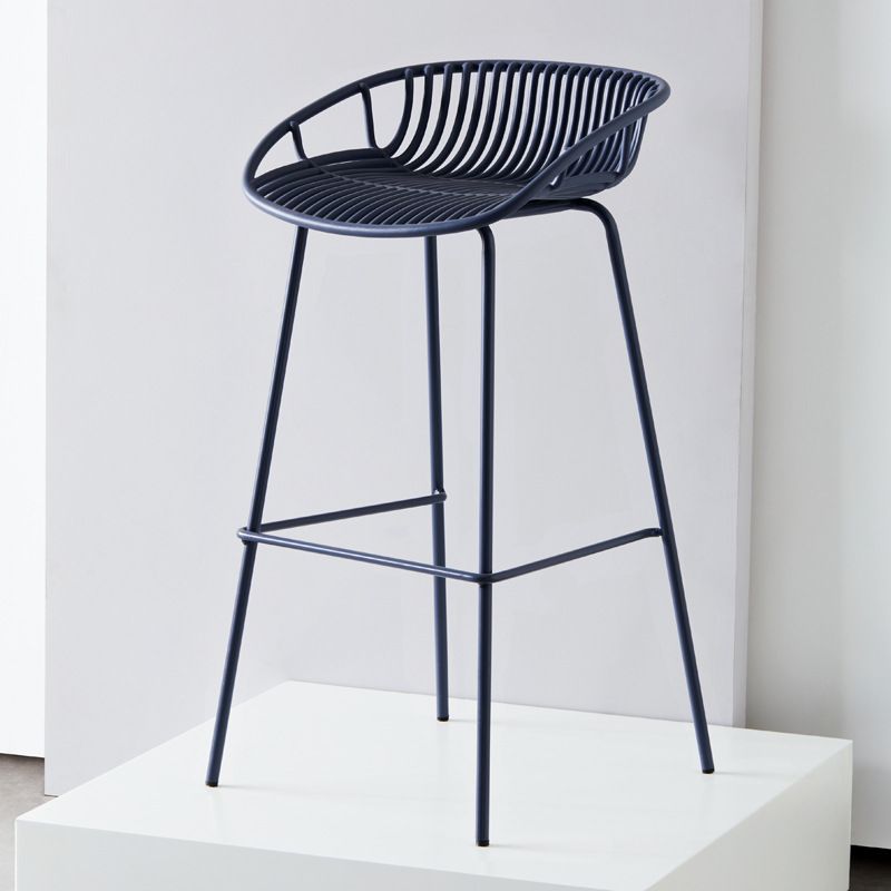 Industrial Metal Barstool Counter Stool Footrest Metal Furniture in Matte Finish Clearhalo 'Bar Furniture' 'Bar Stools' 'bar_stools' 'furn' 'furn_bar_stools' 'Furniture' 'Kitchen & Dining Furniture' 1200x1200_f246697f-2ea6-4d2f-a3c5-4c13892dbc3b