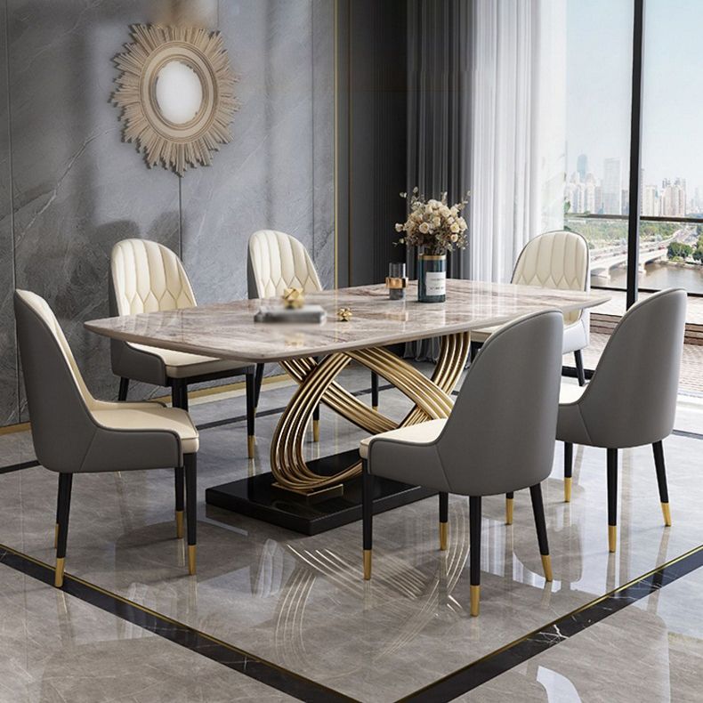 Nordic Glam Sintered Stone Dining Table Set 1/2/5/7 Pieces Dining Set for Home Clearhalo 'Dining Room Sets' 'Dining Tables & Seating' 'dining_room_set' 'furn' 'furn_dining_room_set' 'Furniture' 'furniture_dining_room_set' 'Kitchen & Dining Furniture' 1200x1200_f246cc20-a1ce-4b06-8983-0a6846a7047e