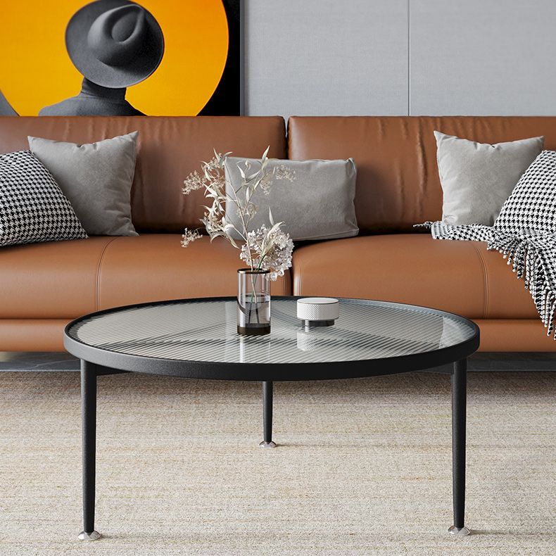 Eisen 3 Beine runder Couchtisch mit Glas Top Cocktailtisch