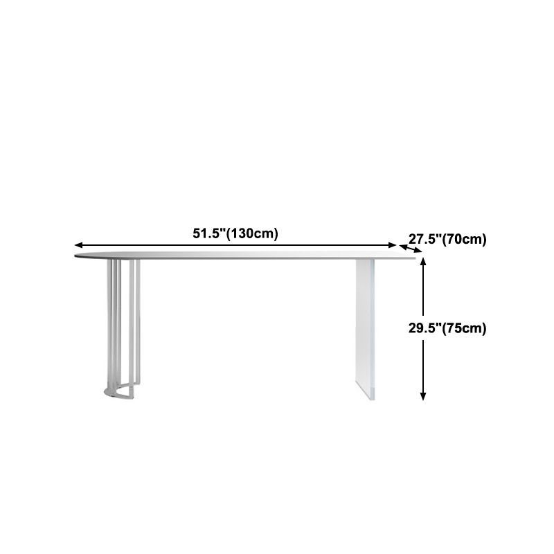 White Stone Dining Table Contemporary Dining Table with Sled Base Clearhalo 'Dining Tables & Seating' 'Dining Tables' 'dining_table' 'furn' 'furn_dining_table' 'Furniture' 'furniture_dining_table' 'Kitchen & Dining Furniture' 'kitchen' 'kitchen_dining_table' 1200x1200_f247e758-d1b2-4535-aba9-191cfd966206