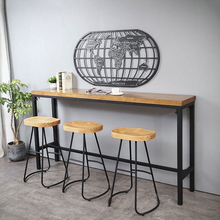 Industrial 1/4/6 Pieces Bar Table Set Rectangle Pine Wood Counter Table with High Stools Clearhalo 'Bar Furniture' 'furn' 'furn_home_bar_bar_sets' 'Furniture' 'Home Bars & Bar Sets' 'home_bar_bar_sets' 'Kitchen & Dining Furniture' 1200x1200_f2485507-8eef-4ac0-90a4-e8c55a898414