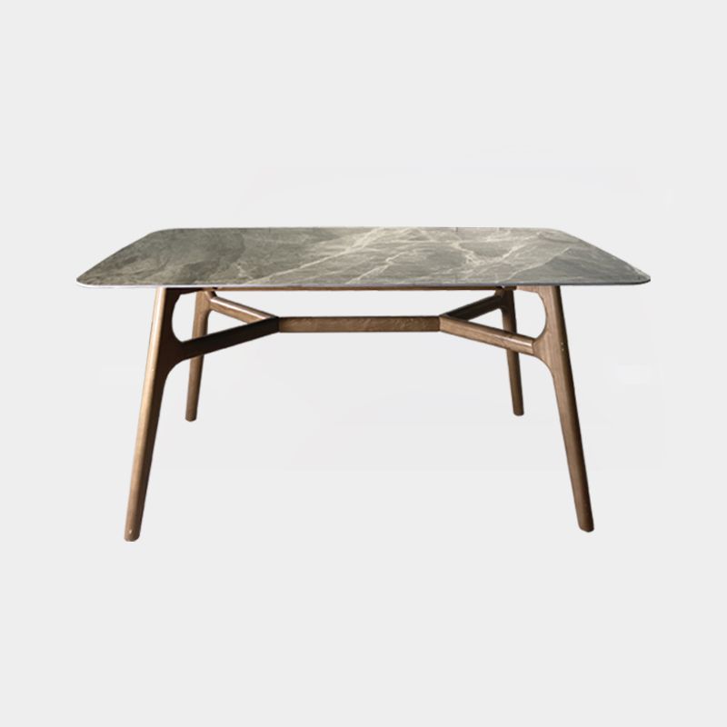 Modern Dining Table Set Sintered Stone Dining Table Rectangular Dining Table with Solid Wood Base Clearhalo 'Dining Room Sets' 'Dining Tables & Seating' 'dining_room_set' 'furn' 'furn_dining_room_set' 'Furniture' 'furniture_dining_room_set' 'Kitchen & Dining Furniture' 'kitchen&dining_furn' 'kitchen' 1200x1200_f249f8ef-12cb-4d36-befc-6d93ae291079