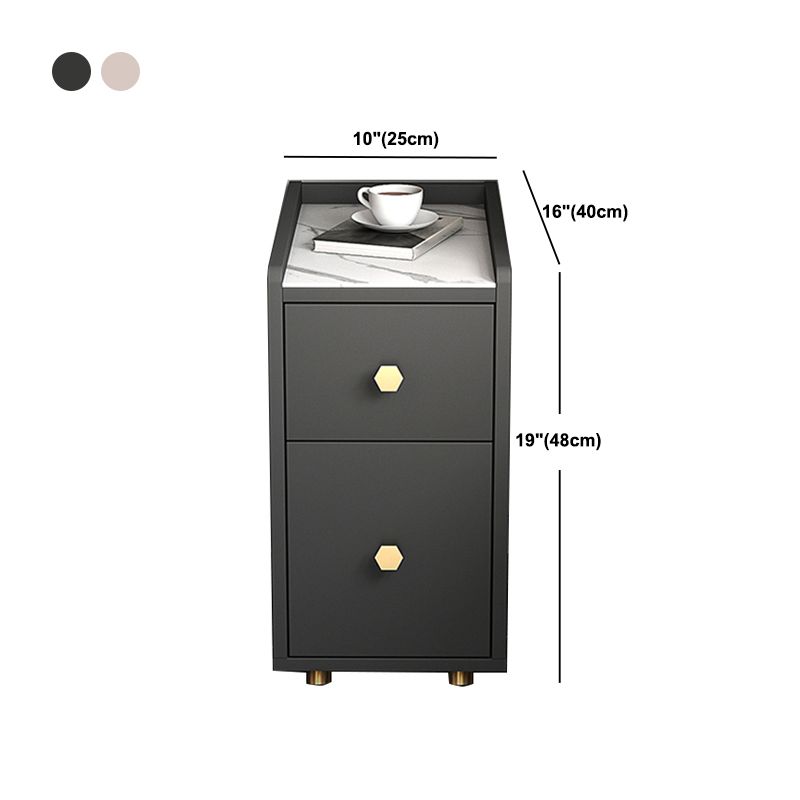 Glam Stone Top Bed Nightstand 2-Drawer Imitation Wood Legs Included Night Table Clearhalo 'Bedroom Furniture' 'furn' 'furn_night_stand' 'Furniture' 'night_stand' 'Nightstands' 1200x1200_f24ec6a1-3b7f-4996-b395-0530b5c3a2a5