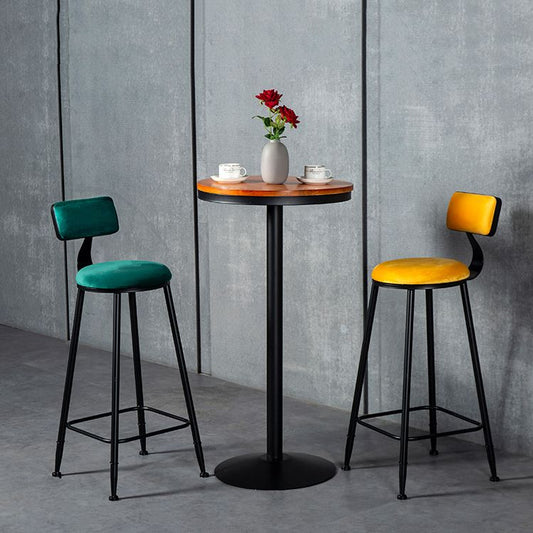 Industrial Armless Backrest Counter Stool Steel Cafe Bar Stool with Velvet Cushion Clearhalo 'Bar Furniture' 'Bar Stools' 'bar_stools' 'furn' 'furn_bar_stools' 'Furniture' 'furniture_bar_stools' 'Kitchen & Dining Furniture' 1200x1200_f24ff715-ab87-4e05-a81c-2eae03e184e9