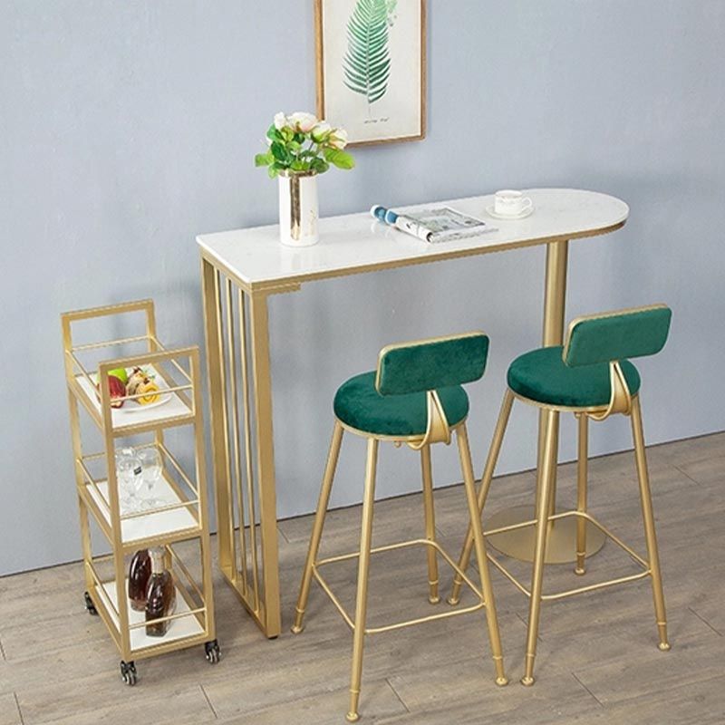 Glam Style Bar Table Faux Marble Bar Wine Table with Double pedestal Clearhalo 'Bar Furniture' 'Bar Tables' 'bar_tables' 'furn' 'furn_bar_tables' 'Furniture' 'Kitchen & Dining Furniture' 1200x1200_f250269b-d928-48ea-ad20-a18fccd50407