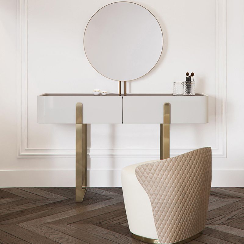 Brown Glass Top Vanity Table Glam Simple 29.53" H Dressing Table Set Clearhalo 'Bedroom Furniture' 'furn' 'furn_makeup_vanities' 'Furniture' 'Makeup Vanities' 'makeup_vanities' 1200x1200_f251b3c3-f5af-44f9-a906-1052b56280c2