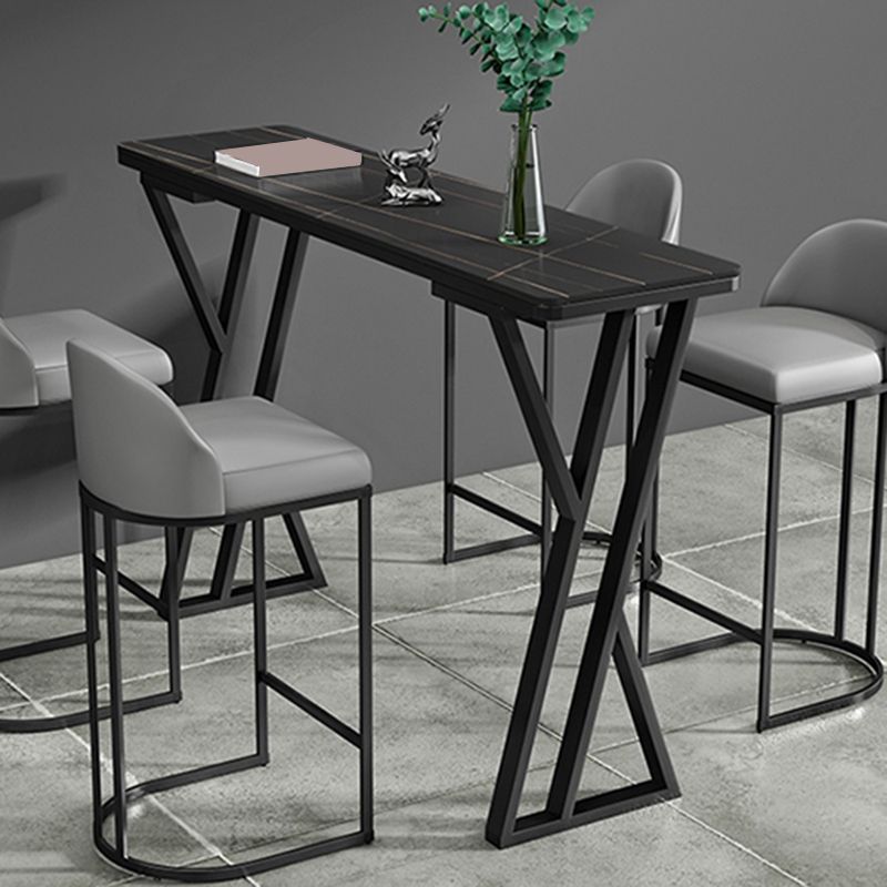 Modern Style Bistro Bar Table Rectangle Stone Top Bar Table for Dining Room Clearhalo 'Bar Furniture' 'Bar Tables' 'bar_tables' 'furn' 'furn_bar_tables' 'Furniture' 'Kitchen & Dining Furniture' 1200x1200_f2534ba3-4be2-4471-a414-06cbf3199046