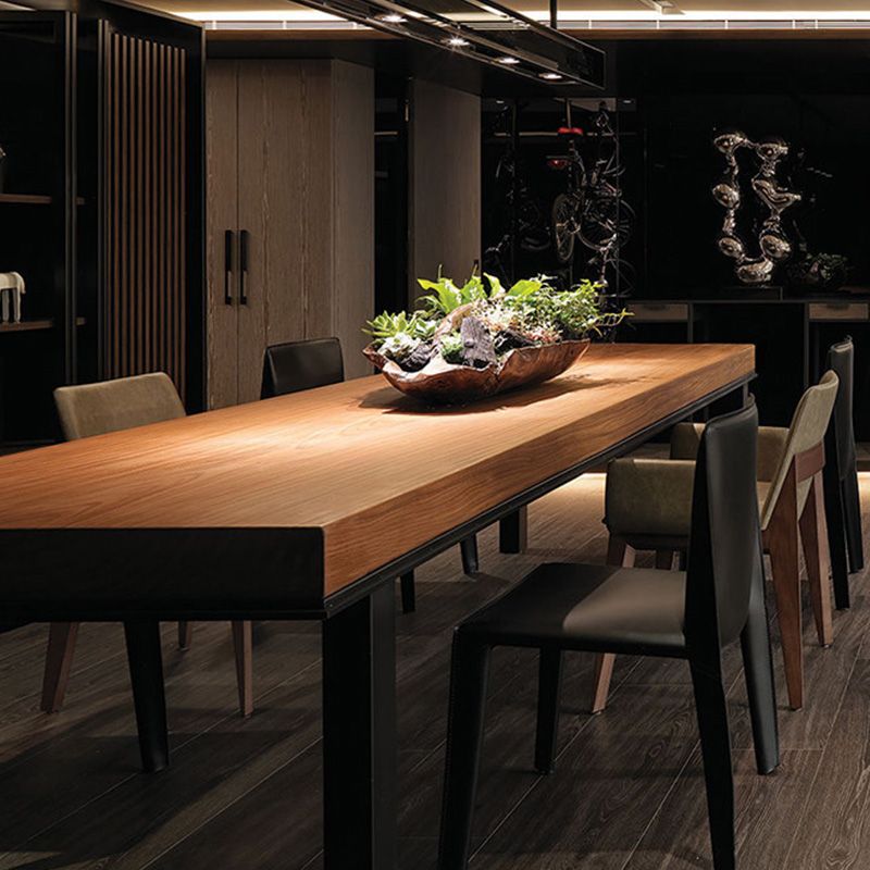 Rectangle 4 Legs Dining Table Industrial Pine Wood Table for Dining Room Clearhalo 'Dining Tables & Seating' 'Dining Tables' 'dining_table' 'furn' 'furn_dining_table' 'Furniture' 'Kitchen & Dining Furniture' 1200x1200_f25353b0-7187-4e70-a63b-88df773cef1a