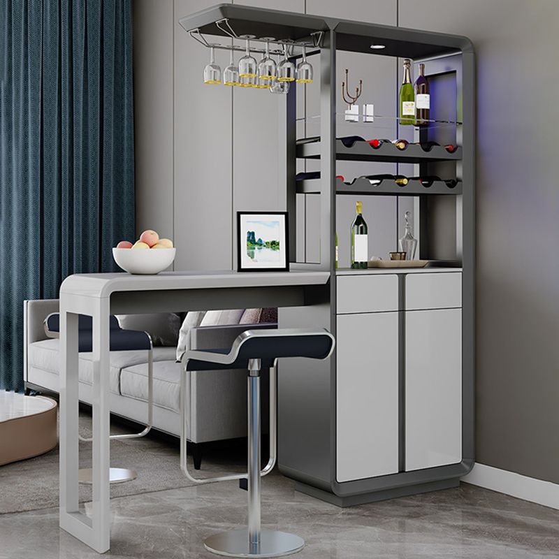 Modern Rectangle Bar Table Artificial Wood Table with Wine Cabinet for Living Room Clearhalo 'Bar Furniture' 'Bar Tables' 'bar_tables' 'furn' 'furn_bar_tables' 'Furniture' 'Kitchen & Dining Furniture' 1200x1200_f2535908-6777-4b2b-bc02-b158262acd21