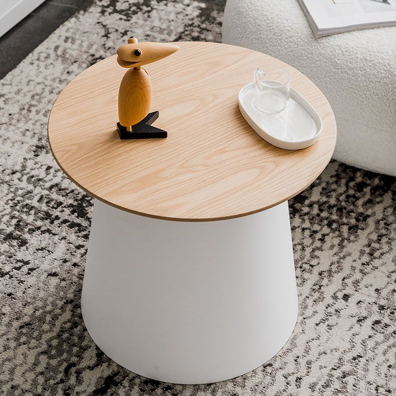 Contemporary Wooden Round Top Table Acrylic Pedestal End Table