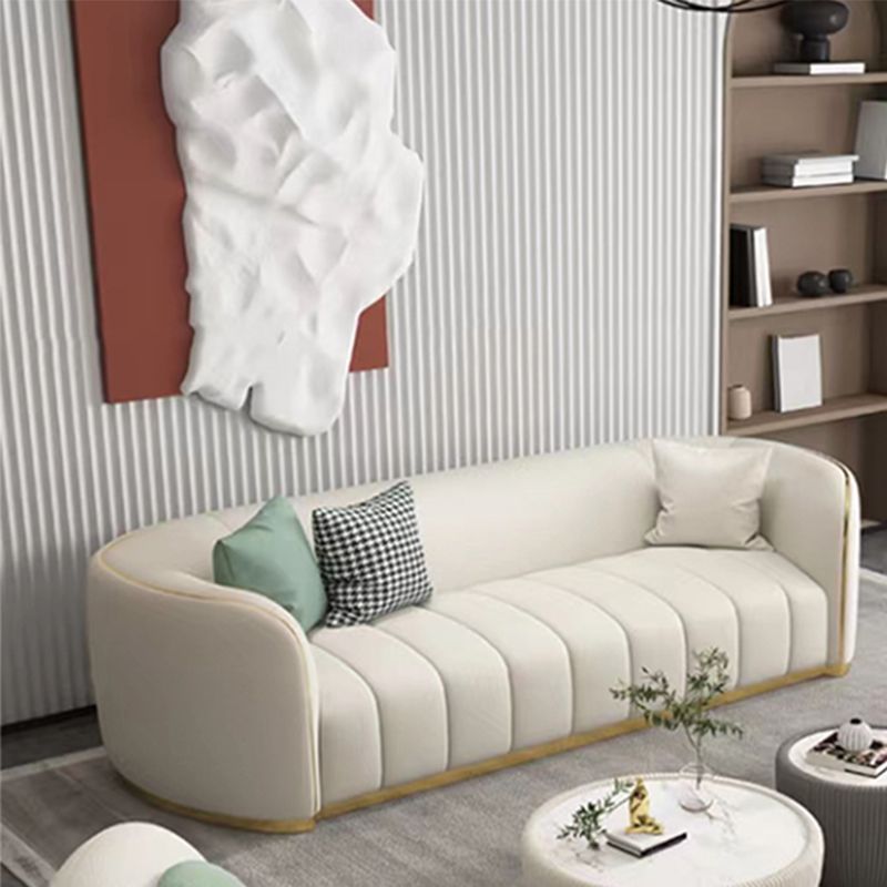 Echte lederen bank hedendaagse eenvoudige hellende armbank in beige