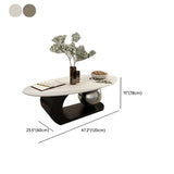 14"H Glam Coffee Table Slate Oval Pedestal Coffee Cocktail Table