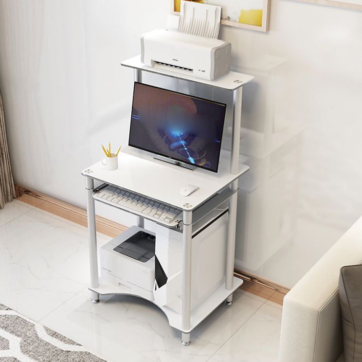 Contemporary Glass Computer Desk Keyboard Tray Rectangular Office Desk Clearhalo 'furn' 'furn_office_desk' 'Furniture' 'Office Desks' 'Office Furniture' 'office_desk' 1200x1200_f2591a7b-f1a9-4ebd-b1ab-0091d34b09b3