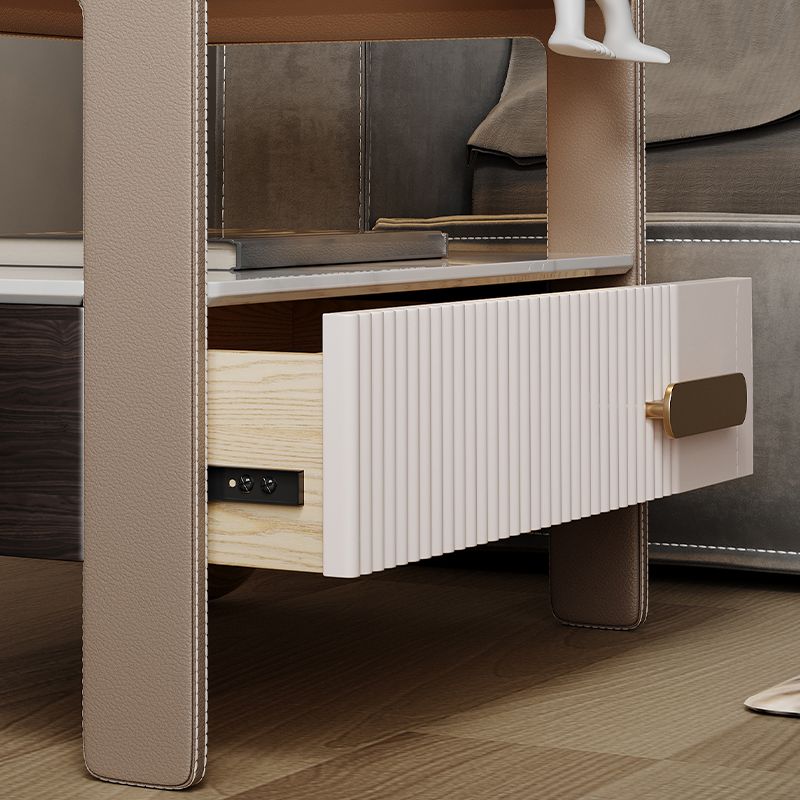 Tavolo da notte moderno di stoccaggio in legno e vetro 1 comodino