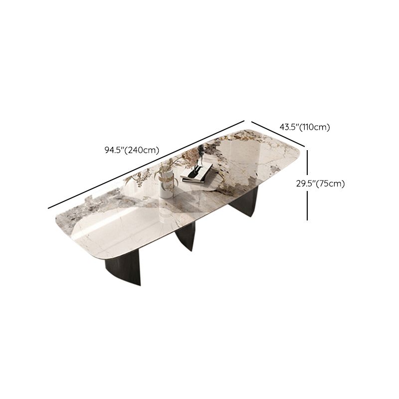 Mesa de comedor rectangular industrial Mesa de piedra sinterizada con patas de metal