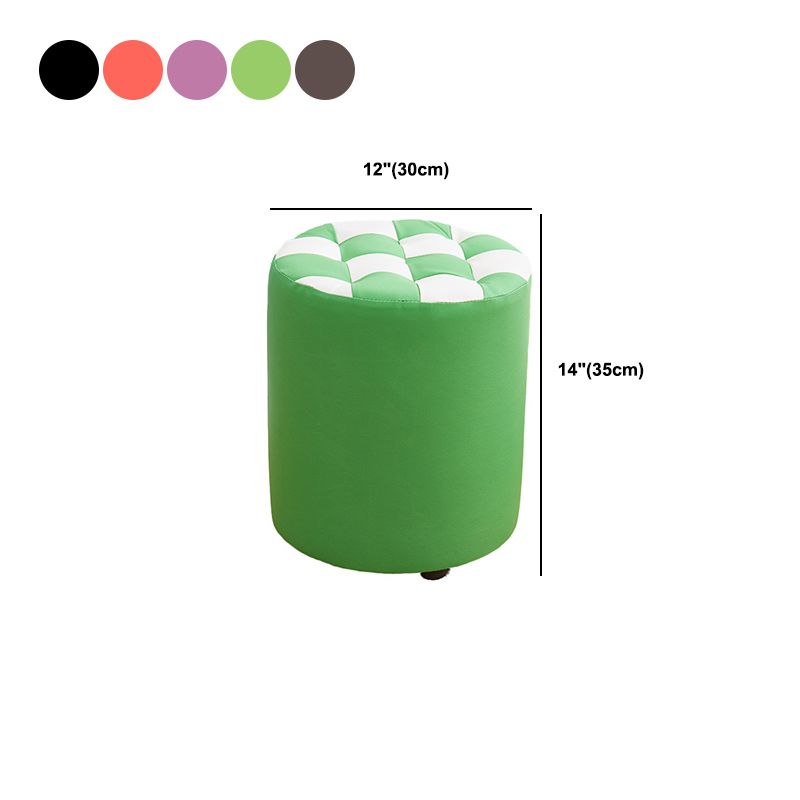 Contemporary Pouf Ottoman PU Leather Upholstered Tufted Square Pattern Round Ottoman Clearhalo 'furn' 'furn_ottomans_poufs' 'Furniture' 'Living Room Furniture' 'Ottomans & Poufs' 'ottomans_poufs' 1200x1200_f25a5a02-e46a-49f7-9457-edaae001fe31