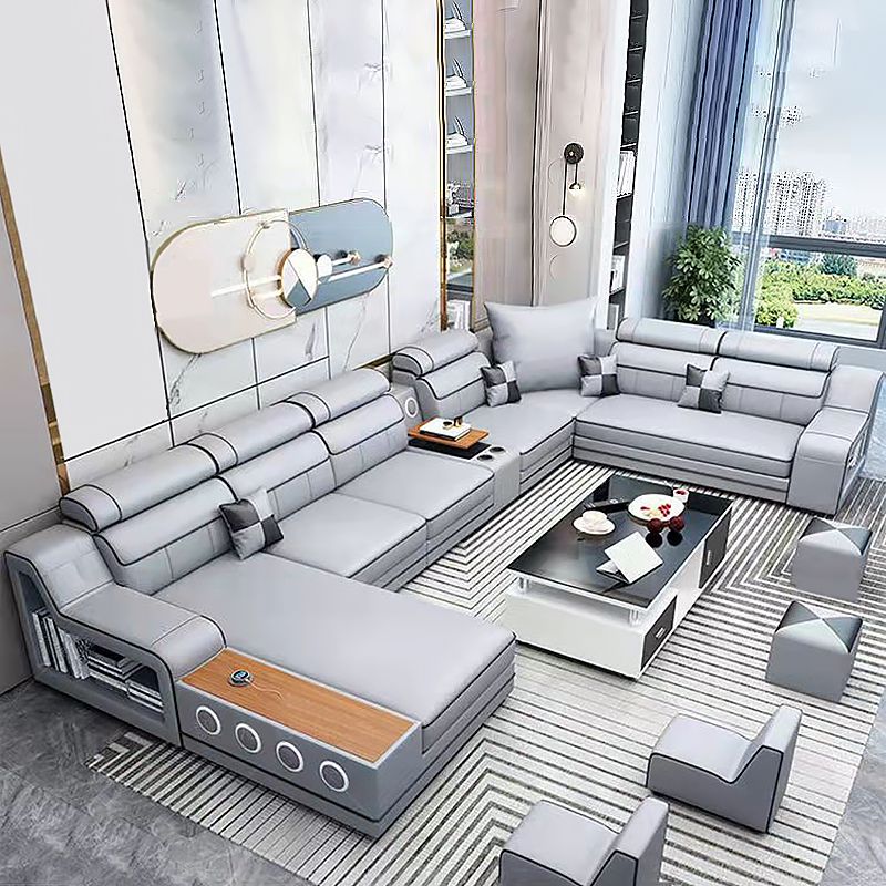 141.73"D x 94.5"W x 35.43"H Cushion Back Sloped Arms Sectionals with Storage