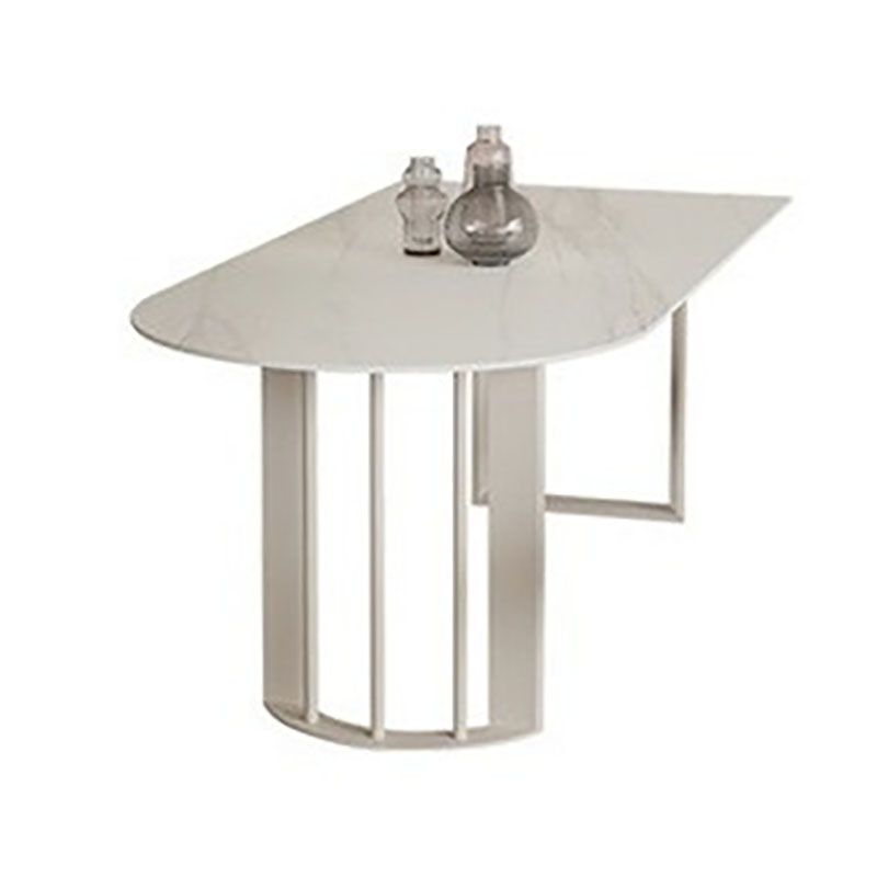 Irregular Shape White Table for Restaurant Sintered Stone Table with Double Pedestal Clearhalo 'Dining Tables & Seating' 'Dining Tables' 'dining_table' 'furn' 'furn_dining_table' 'Furniture' 'furniture_dining_table' 'Kitchen & Dining Furniture' 'kitchen' 'kitchen_dining_table' 1200x1200_f25c728a-639a-4619-aa0a-1c3fd9c4497a