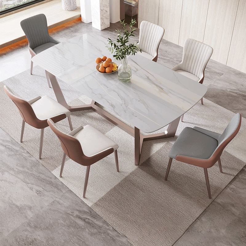 Nordic Sintered Stone Dining Set Rectangle 1/2/5/6/7 Pieces Dining Table with Chairs Clearhalo 'Dining Room Sets' 'Dining Tables & Seating' 'dining_room_set' 'furn' 'furn_dining_room_set' 'Furniture' 'furniture_dining_room_set' 'Kitchen & Dining Furniture' 1200x1200_f25e9f69-3a5b-405f-a1f8-1905baa7d9d7