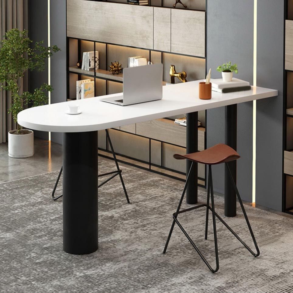 Industrial Wood Bar Table Set 1/3/4 Pcs White Free Form Bar Table with Leather Stools Clearhalo 'Bar Furniture' 'furn' 'furn_home_bar_bar_sets' 'Furniture' 'Home Bars & Bar Sets' 'home_bar_bar_sets' 'Kitchen & Dining Furniture' 1200x1200_f2601a7b-3cc3-4db5-92f0-b1692df73261