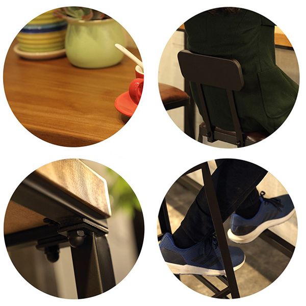 Industrial 1/5 Pieces Bar Table Set Rectangle Pine Wood Counter Table with High Stools Clearhalo 'Bar Furniture' 'furn' 'furn_home_bar_bar_sets' 'Furniture' 'Home Bars & Bar Sets' 'home_bar_bar_sets' 'Kitchen & Dining Furniture' 1200x1200_f26062c5-141d-41c4-a277-e2ef59dae893