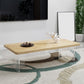 Modern Rectangle Coffee Table with Solid Wood Top and Acrylic Base