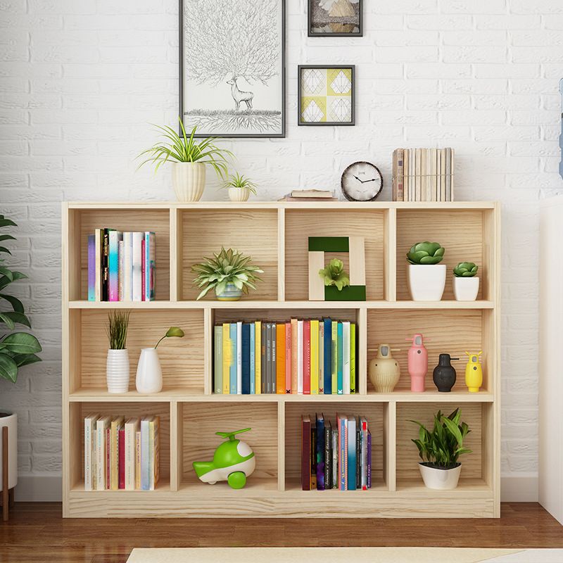 Natural Pine Wood Standard Bookshelf Modern Closed Back Bookcase for Classroom Clearhalo 'Bookcases' 'furn' 'furn_bookcases' 'Furniture' 'furniture_bookcases' 'Office Furniture' 1200x1200_f26252ba-1a14-44b7-90e7-2dc25f2c5876