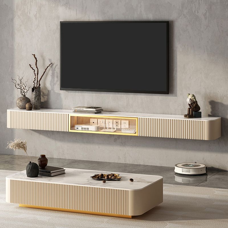 Moderner TV-Wandschrank aus Kunstholz und Massivholz mit Glastür