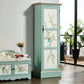 Traditional Birch Wood Cabinet with Mirror Matte Finish Wardrobe for Home