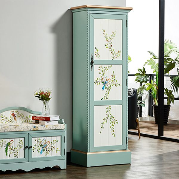 Traditional Birch Wood Cabinet with Mirror Matte Finish Wardrobe for Home