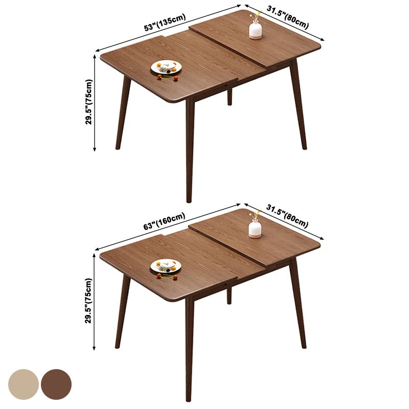 Rubberwood Rectangle Dining Table Extendable Table with Wooden Base and Legs Clearhalo ' dining_table' 'Dining Tables & Seating' 'Dining Tables' 'furn' 'furn_dining_table' 'Furniture' 'furniture_dining_table' 'Kitchen & Dining Furniture' 'kitchen&dining_furn' 'kitchen' 'kitchen_dining_table' 1200x1200_f2664f1d-c183-4c0f-8c44-944b5f9d400b
