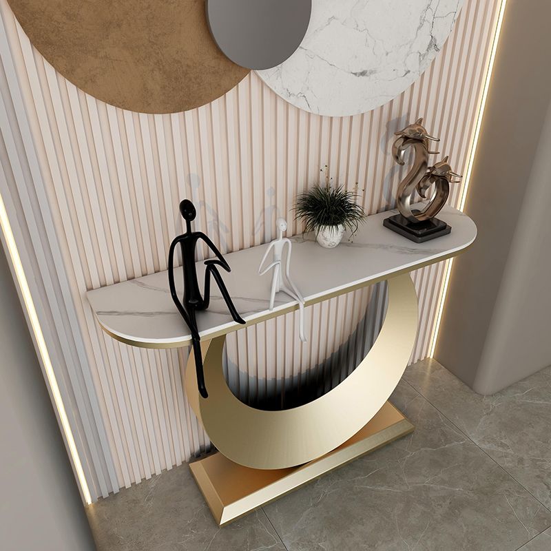 Modern Half Moon Console Table Antique Finish Console Sofa Table Clearhalo 'Console Tables' 'console_tables' 'Entry & Mudroom Furniture' 'furn' 'furn_console_tables' 'Furniture' 1200x1200_f2667b50-e2e4-459d-9b09-b2a683056577