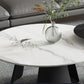 Modern Black and White Coffee Table Round Slate and Metal Table