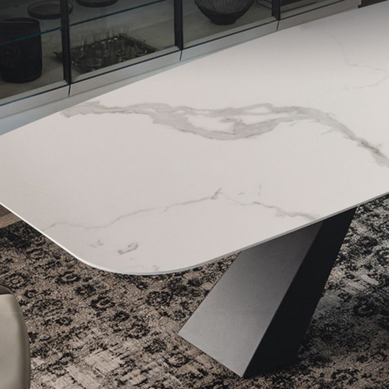 Ensemble de table en pierre fritté du rectangle moderne 1/4 pièces ensemble de restauration