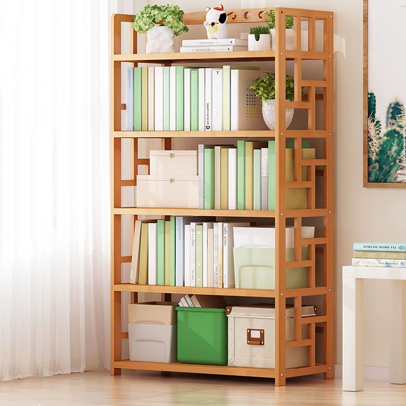 Natural Floor Bookshelf Contemporary Bamboo Shelf Bookcase for Study Room