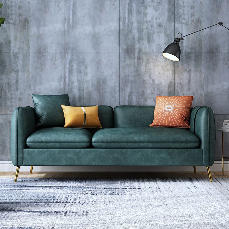 Mid-Century Modern Tuxedo Arm Sofa Faux Leather 29.92" High Seating Clearhalo 'furn' 'furn_sofas' 'Furniture' 'furniture_sofas' 'kitchen' 'kitchen_sofas' 'Living Room Furniture' 'Sofa' 'sofas' 1200x1200_f26aa6f9-0d20-4e11-8a4c-c7bc76561e5c