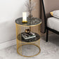 1 Drum Round End Table Mid-Century Double Tier Side End Table