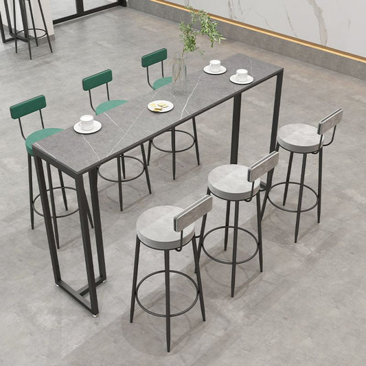 Rectangle Sintered Stone Bar Table Black and Metal Base Bar Table Clearhalo 'Bar Furniture' 'Bar Tables' 'bar_tables' 'furn' 'furn_bar_tables' 'Furniture' 'Kitchen & Dining Furniture' 1200x1200_f26f6147-4c19-4f6e-81e3-dd04e7a58f84