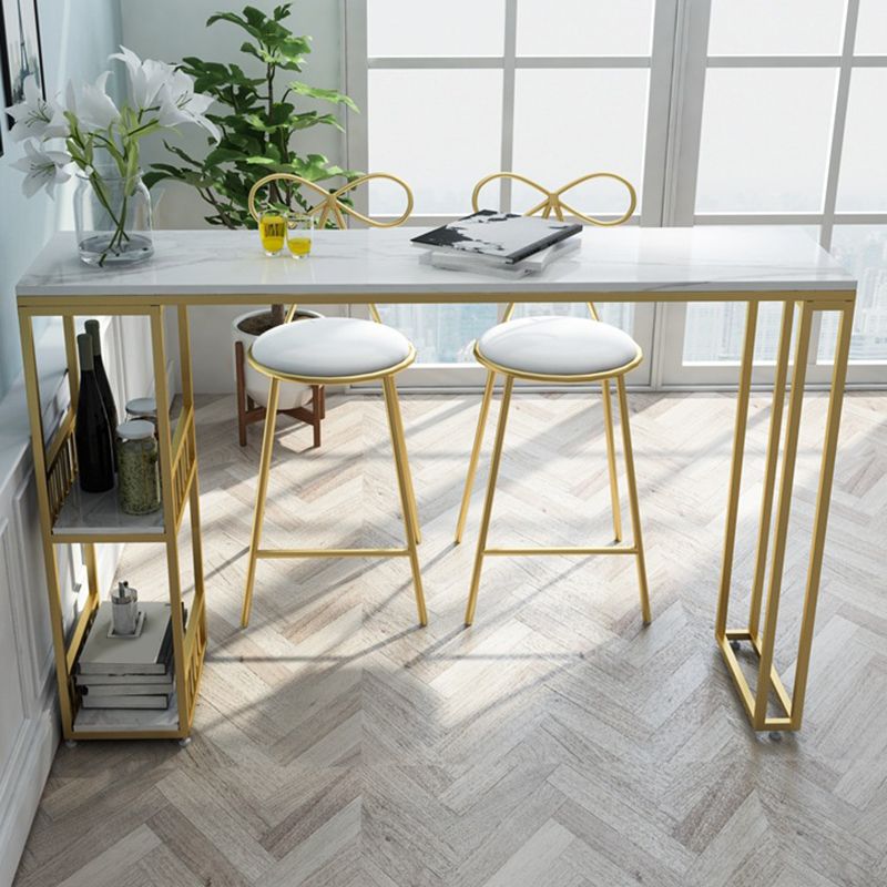 Modern Fixed Table with Metal Base Bar Table for Living Room Clearhalo 'Bar Furniture' 'Bar Tables' 'bar_tables' 'furn' 'furn_bar_tables' 'Furniture' 'Kitchen & Dining Furniture' 1200x1200_f270561f-2017-410d-92f4-4ed0557a10f2