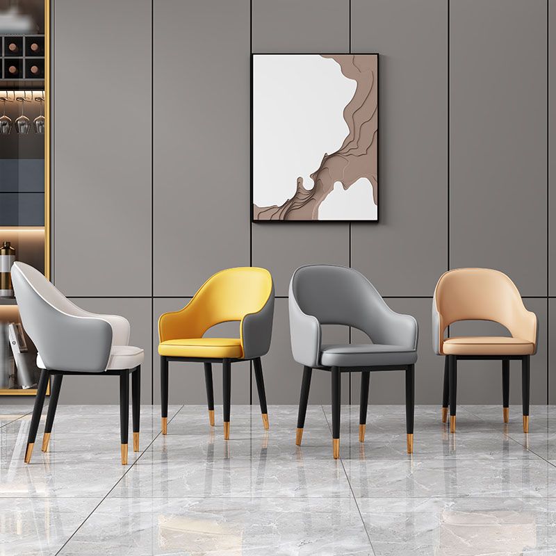 Glam Iron Arm Chair Open Back Dining Side Chair with Upholstered(Set of 4) Clearhalo 'Dining Chairs' 'Dining Tables & Seating' 'dining_chair' 'furn' 'furn_dining_chair' 'Furniture' 'furniture_dining_chair' 'Kitchen & Dining Furniture' 1200x1200_f27086fa-43fa-4fbc-ad74-0a6db7dfe2c7
