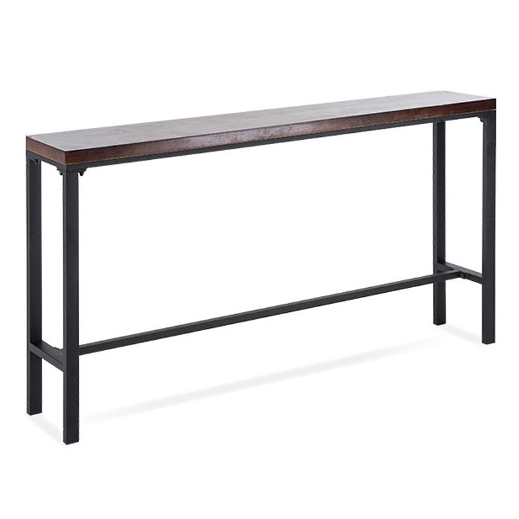 Solid Wood Bar Dining Table Industrial Bar Table with Trestle Base in Black Clearhalo 'Bar Furniture' 'Bar Tables' 'bar_tables' 'furn' 'furn_bar_tables' 'Furniture' 'furniture_bar_tables' 'Kitchen & Dining Furniture' 1200x1200_f2710966-b5cf-4f74-98d1-85276c288d26