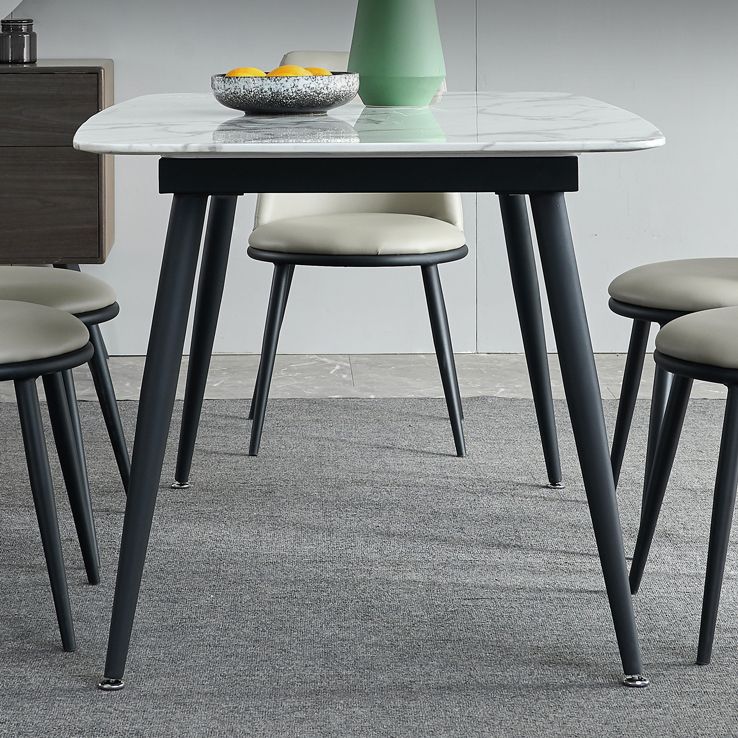 Rectangle Industrial Dining Table Fixed Table with Marble for Dining Room Clearhalo 'Dining Tables & Seating' 'Dining Tables' 'dining_table' 'furn' 'furn_dining_table' 'Furniture' 'furniture_dining_table' 'Kitchen & Dining Furniture' 'kitchen' 'kitchen_dining_table' 1200x1200_f2742c3b-a08a-4d29-bf0d-a0891bdd8613